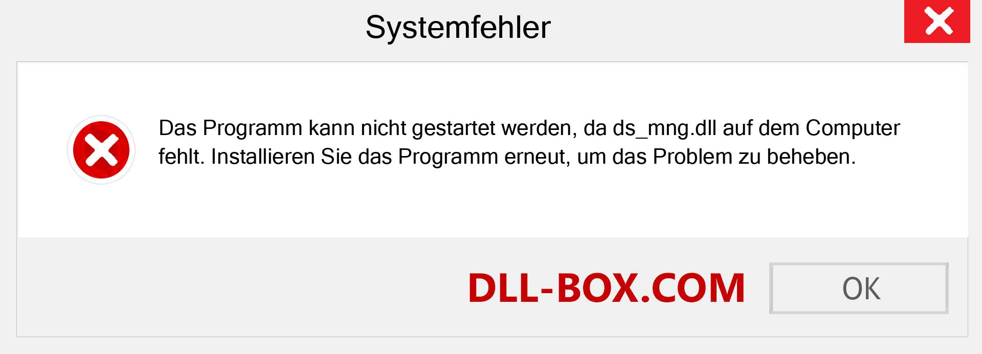 ds_mng.dll-Datei fehlt?. Download für Windows 7, 8, 10 - Fix ds_mng dll Missing Error unter Windows, Fotos, Bildern