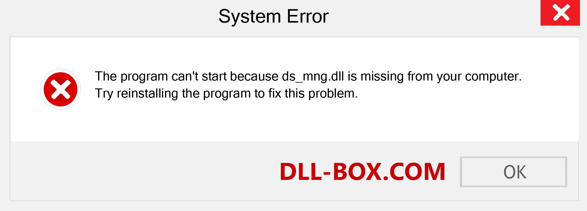  ds_mng.dll file is missing?. Download for Windows 7, 8, 10 - Fix  ds_mng dll Missing Error on Windows, photos, images